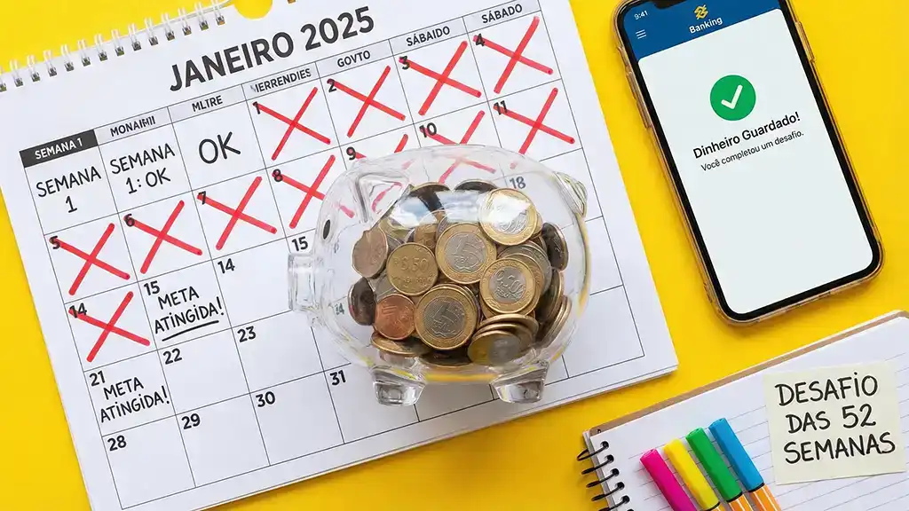 Desafio das 52 Semanas pra você juntar dinheiro 2026